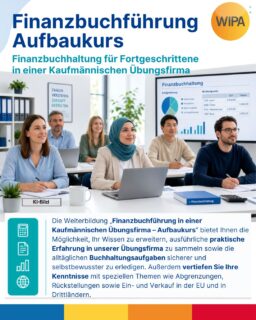 📊 Finanzbuchführung – Aufbaukurs: Buchhaltung praxisnah vertiefen

Du hast bereits Grundkenntnisse in der Finanzbuchhaltung und möchtest dein Wissen erweitern, auffrischen und vor allem praktisch anwenden? In unserem Aufbaukurs Finanzbuchführung verbindest du theoretisches Fachwissen mit echtem Praxistraining in einer kaufmännischen Übungsfirma.

Du beschäftigst dich unter anderem mit Jahresabschluss, Bilanzierung, Rückstellungen, sachlichen und zeitlichen Abgrenzungen, Ein- und Verkauf in der EU und in Drittländern, Umsatzsteuer sowie anspruchsvolleren Buchungsvorgängen. Die erlernten Inhalte aus Finanzbuchhaltung 1 und 2 setzt du praktisch mit Lexware financial office pro und DATEV um – von der Anlage einer Firma bis zu Gewinn- und Verlustrechnung und Schlussbilanz.

🎓 Je nach Modulauswahl kannst du unter anderem das Xpert Business Zertifikat „Finanzbuchhaltung 2“, das Xpert Business Zertifikat „Finanzbuchhaltung 3“ sowie den Abschluss „Geprüfte Fachkraft Finanzbuchführung“ erwerben.

📅 Termin:
16.09.2026 bis 14.01.2027

🕘 Unterrichtszeiten:
Montag bis Freitag
08:15–15:15 Uhr
Präsenzunterricht in Vollzeit

📍 WIPA GmbH
Möllendorffstraße 48
2. Etage, Raum 201
10367 Berlin-Lichtenberg

💶 Förderung:
Die Weiterbildung kann mit einem Bildungsgutschein vom Jobcenter oder von der Agentur für Arbeit gefördert werden. Eine Selbstfinanzierung ist nach individuellem Angebot ebenfalls möglich.

📌 Maßnahmenummer: 962/319/2026

Du möchtest deine Kenntnisse in Buchhaltung und Rechnungswesen erweitern und dich für Tätigkeiten in der Finanzbuchhaltung, kaufmännischen Sachbearbeitung oder im Rechnungswesen qualifizieren?

👉 Vereinbare deinen kostenlosen Beratungstermin!

📞 030 557414 24
✉️ amdl@wipa-berlin.de

#Finanzbuchführung #Finanzbuchhaltung #Buchhaltung #KaufmännischeWeiterbildung #Bildungsgutschein