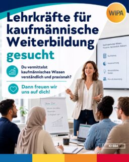 📚 Du vermittelst kaufmännisches Wissen verständlich, praxisnah und mit Begeisterung? Dann werde Teil unseres Teams!

Für unsere kaufmännischen Weiterbildungen in Berlin suchen wir engagierte Lehrkräfte, Dozent:innen, Trainer:innen, Berufsschullehrkräfte sowie Fachkräfte aus der Praxis, die ihr Fachwissen gern an erwachsene Teilnehmende weitergeben. Du kannst einzelne Unterrichtsfächer übernehmen oder mehrere kaufmännische Themenbereiche abdecken – flexibel und passend zu deinen beruflichen Schwerpunkten.

Gesucht werden Expert:innen unter anderem für kaufmännische Grundlagen, Wirtschafts- und Sozialkunde, Personalwesen, Finanzbuchhaltung, Rechnungswesen, Microsoft Office, DATEV und Lexware. Besonders wichtig sind uns eine verständliche Wissensvermittlung, ein moderner und anwendungsorientierter Unterricht sowie Freude an der Erwachsenenbildung, beruflichen Weiterbildung und Qualifizierung.

Unsere Kursteilnehmenden bringen unterschiedliche berufliche und kulturelle Erfahrungen mit und verfügen über Deutschkenntnisse auf GER-Niveau B2. Deshalb wünschen wir uns Lehrpersonen, die fachliche Kompetenz mit Geduld, Offenheit und Sensibilität für sprachliche und kulturelle Vielfalt verbinden.

Dich erwarten flexible Lehraufträge und Unterrichtseinsätze, motivierte Teilnehmende, ein kollegiales Arbeitsumfeld und die Möglichkeit, deine Kenntnisse aus Wirtschaft, Verwaltung, Buchhaltung oder kaufmännischer Praxis gezielt einzubringen.

📩 Interesse an einer Tätigkeit als Dozent:in oder Lehrkraft für kaufmännische Weiterbildung? Sende uns eine kurze Nachricht mit deinem Lebenslauf, deinen möglichen Fachbereichen und deiner zeitlichen Verfügbarkeit an:

bewerbung@wipa-berlin.de
amdl@wipa-berlin.de

Wir freuen uns darauf, dich kennenzulernen!

#LehrkraftGesucht #DozentenJobs #Erwachsenenbildung #KaufmännischeWeiterbildung #WeiterbildungBerlin #Finanzbuchhaltung #DATEV #Lexware #MicrosoftOffice #JobsInBerlin